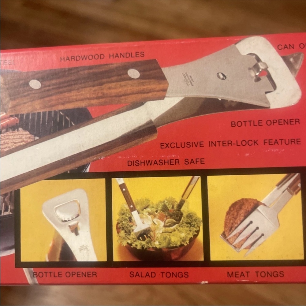 Do Everything Bar-B-Q Tongs with Wooden Handle - Picture 3 of 3